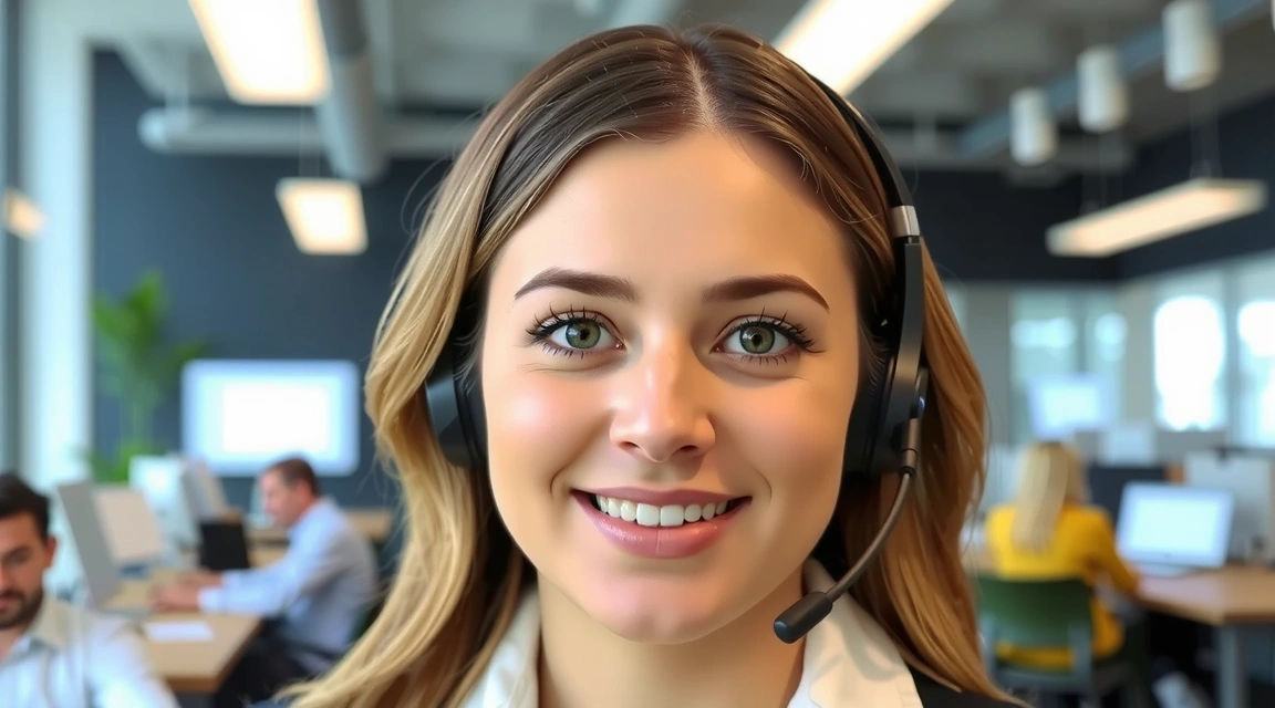 A friendly customer service representative smiling and ready to assist.